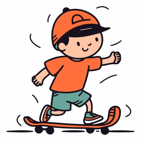 Boy riding a skateboard on a white background.