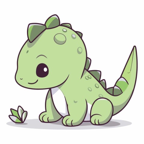 Cute cartoon baby crocodile on white background.