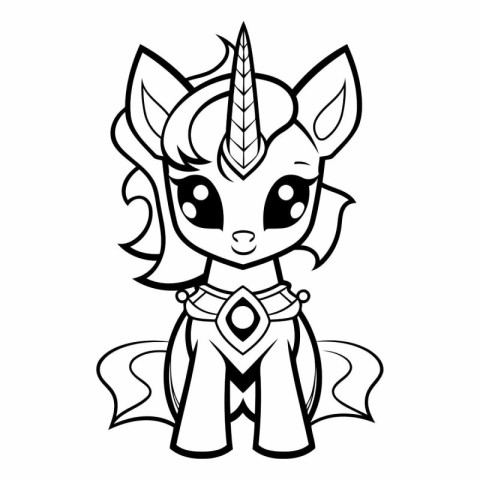 Unicorn - black and white vector illustration for coloring book.