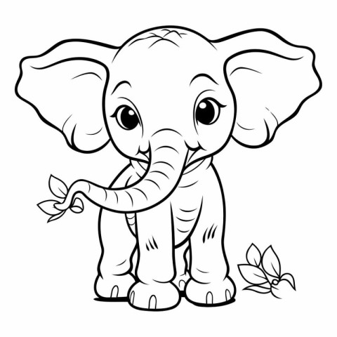 Vector illustration of Cute Cartoon Elephant. Coloring book for