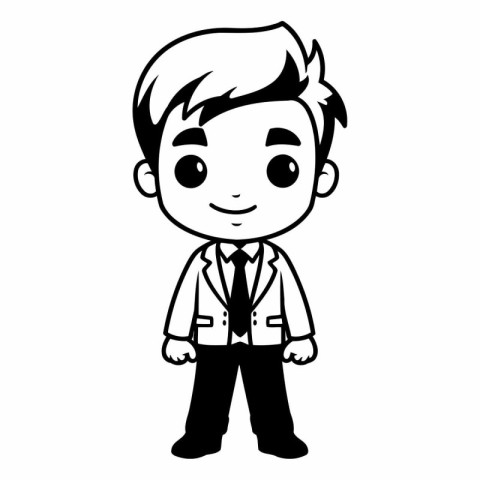 cute little boy with elegant suit cartoon vector illustration gr