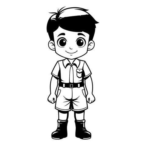 cute boy wearing scout uniform icon over white background