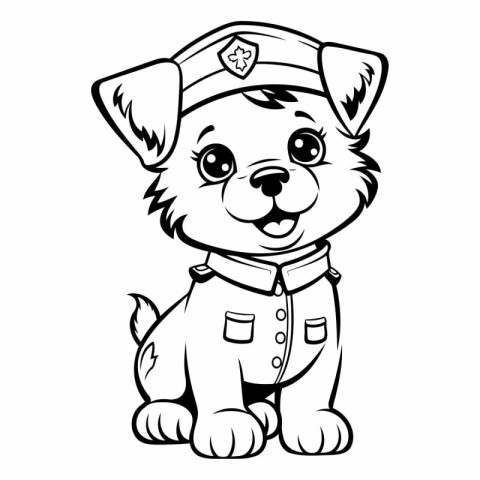 Cute puppy in the form of a police officer.