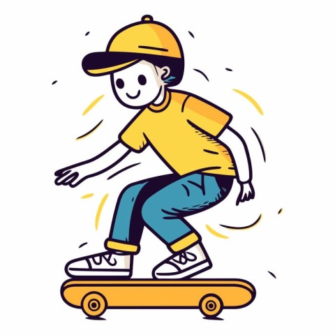 Skateboarder boy riding on skateboard.