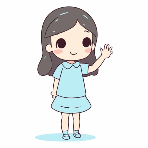 cute little girl waving hand cartoon vector illustration eps 10.