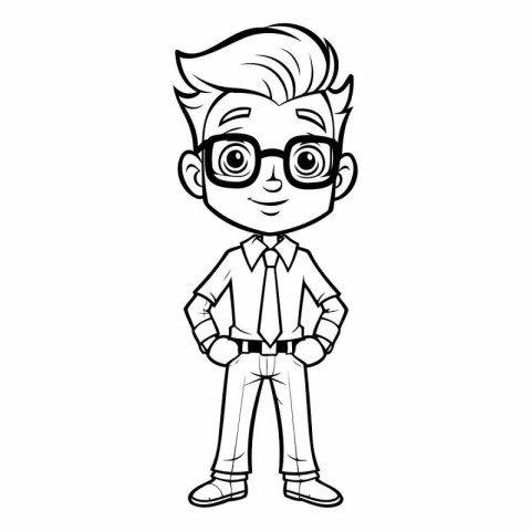 cute boy with glasses and casual clothes cartoon vector illustra