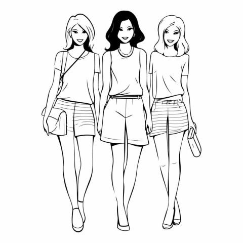 Fashion girls friends in casual clothes of fashion girls