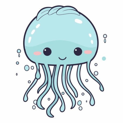 cute jellyfish kawaii character vector illustartion design