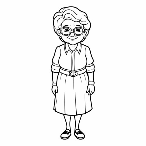 cute grandmother with eyeglasses character cartoon vector illust