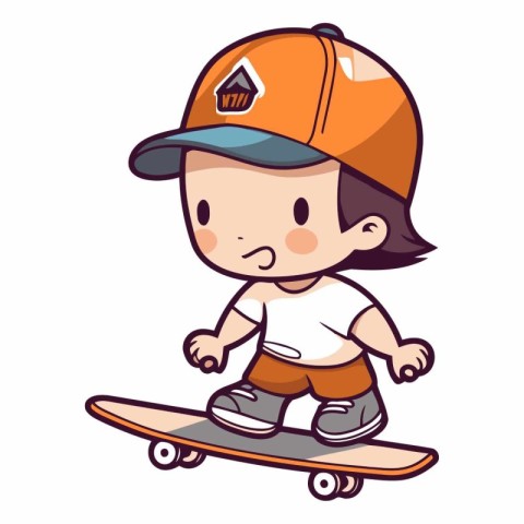 Skateboarder boy with helmet and skateboard vector illustration.