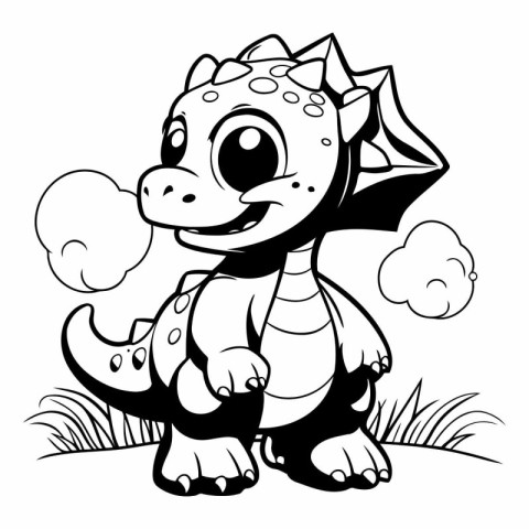 Cute dinosaur. Black and white vector illustration for coloring