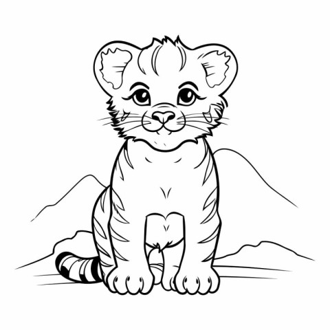 Cute cartoon tiger. Coloring book for children.