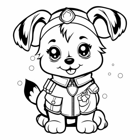 Black and White Cartoon Illustration of Cute Puppy Animal Charac