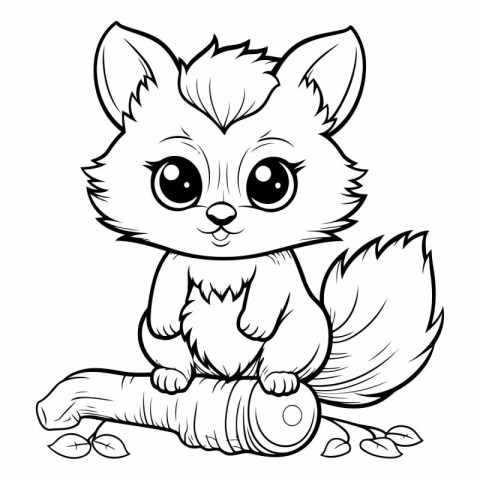 Black and White Cartoon Illustration of Cute Squirrel Animal Cha