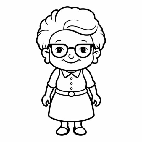 Coloring book for children: Grandmother in glasses.