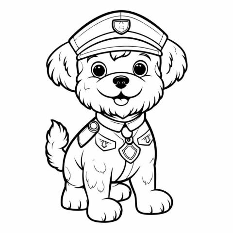 Cute Cartoon Maltese Police Dog - Colored Illustration. Vector