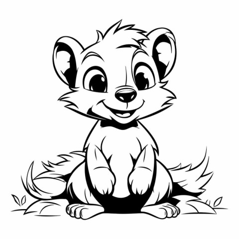 Vector illustration of Cute Hamster - Black and White Cartoon Ch