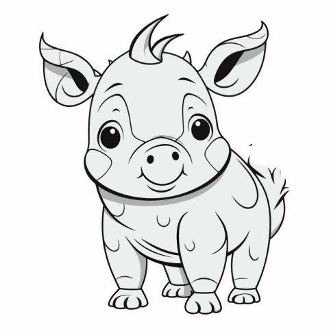 Illustration of a Cute Pig Cartoon Character on a White Backgrou