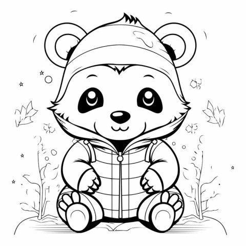 Cute cartoon panda. Coloring book for children.