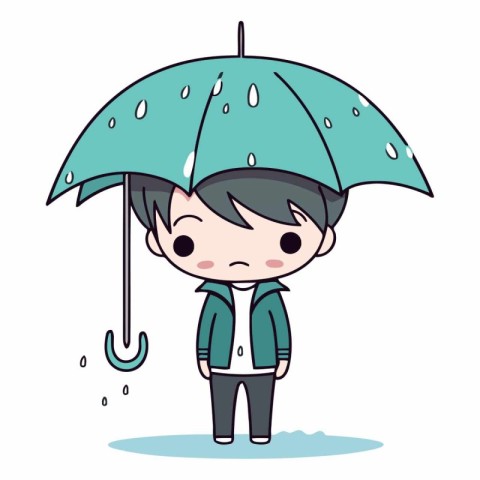 boy with umbrella cartoon vector illustration eps10 graphic desi