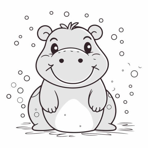 Cute hippo isolated on a white background.