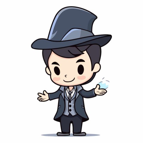 Magician - Cute Businessman Cartoon Character Vector Illustratio