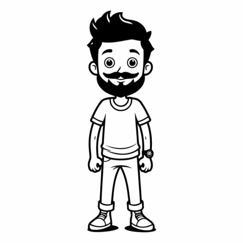 young man with beard and casual clothes cartoon vector illustrat