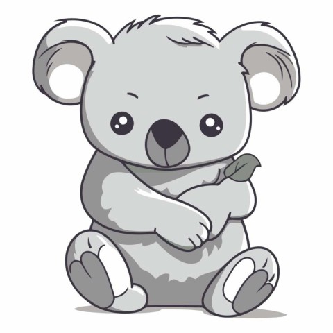 Cute koala cartoon vector illustration isolated on a white backg