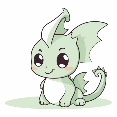 Cute cartoon little dragon on a white background.