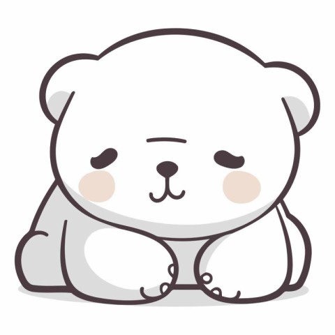 Cute white polar bear vector illustration. Cute cartoon characte