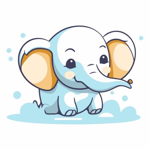 Cute cartoon baby elephant on a white background.