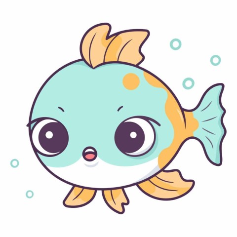 Cute kawaii fish of a cartoon fish.