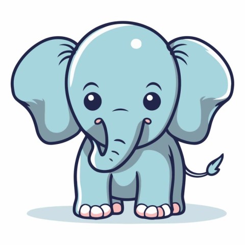 Cute elephant cartoon character vector illustration. Cute cartoo