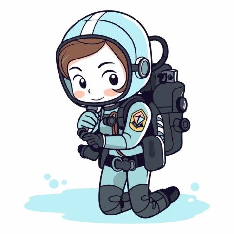 Astronaut in space suit. Cute cartoon vector illustration.