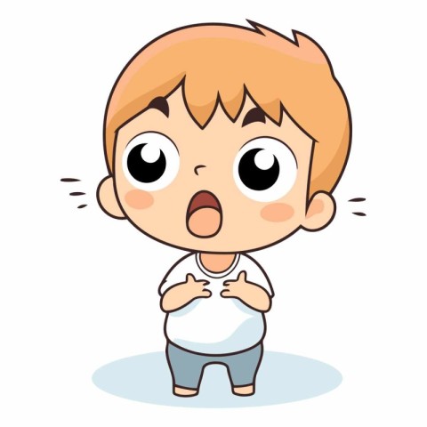 Surprised Boy - Cute Cartoon Style Character Vector Illustration