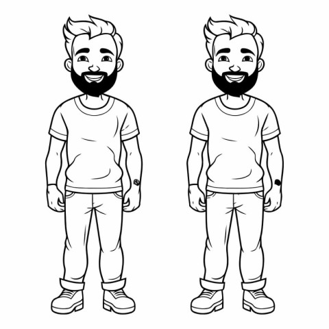 young men with beard and casual clothes cartoon vector illustrat