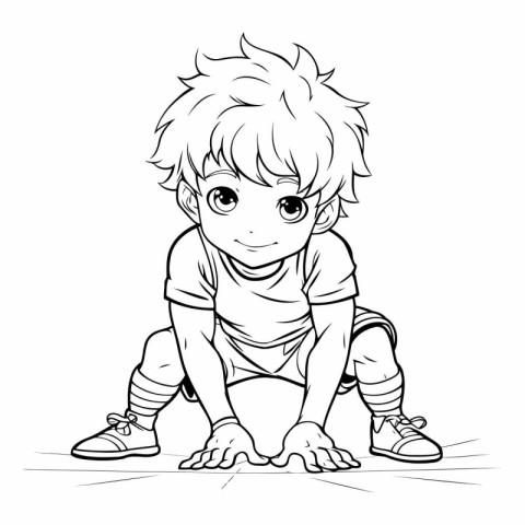 Vector illustration of a Cute Little Boy in Sportswear.