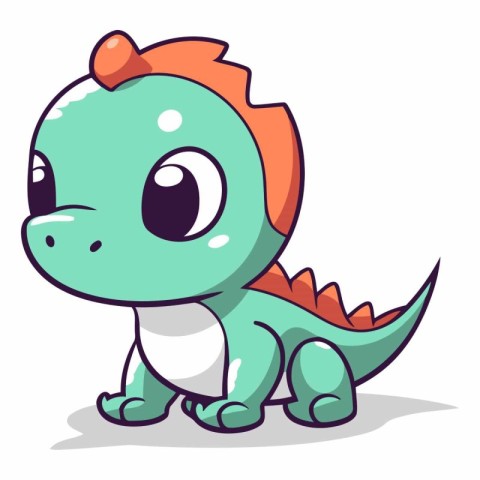 Cute cartoon dinosaur isolated on a white background.