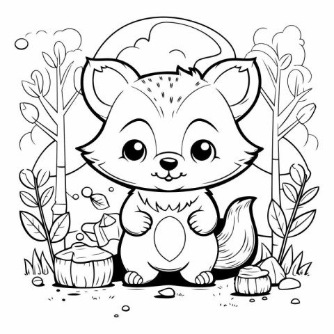 Cute fox coloring page of a cartoon animal.