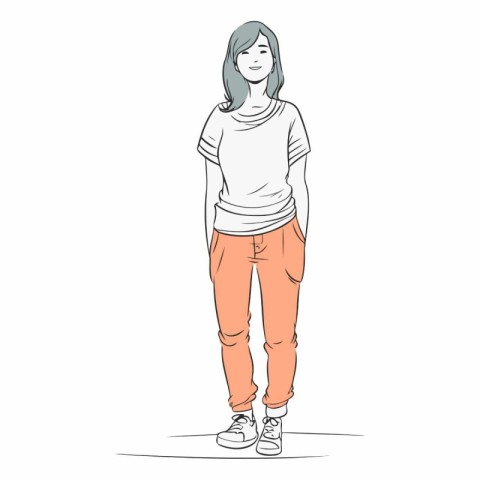 Illustration of a young woman in casual clothes.