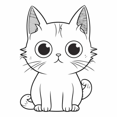 Cute cartoon cat. Coloring book for children.