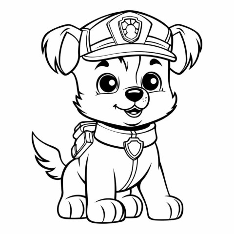 Black and White Cartoon Illustration of Cute Puppy Dog Animal Ch