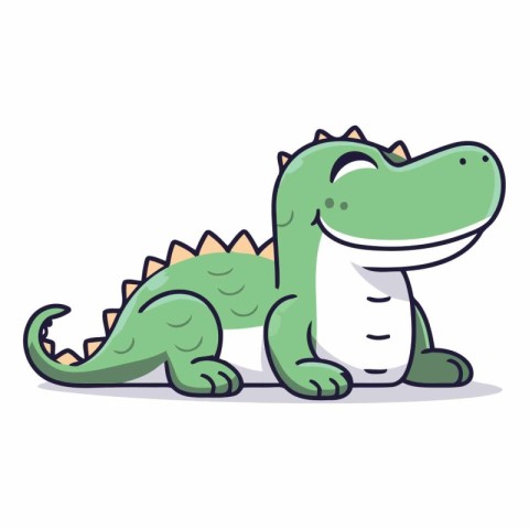 Cute cartoon crocodile isolated on white background.