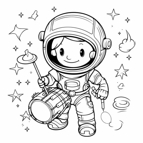 Coloring book for children: Astronaut boy.