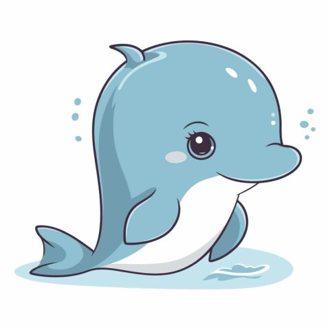 Cute cartoon dolphin isolated on a white background.