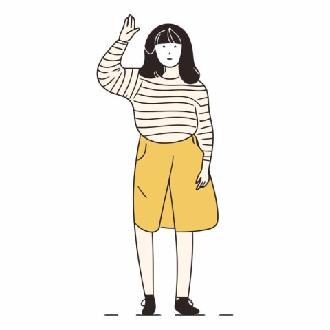 Vector illustration of a girl in a striped sweater and yellow sh