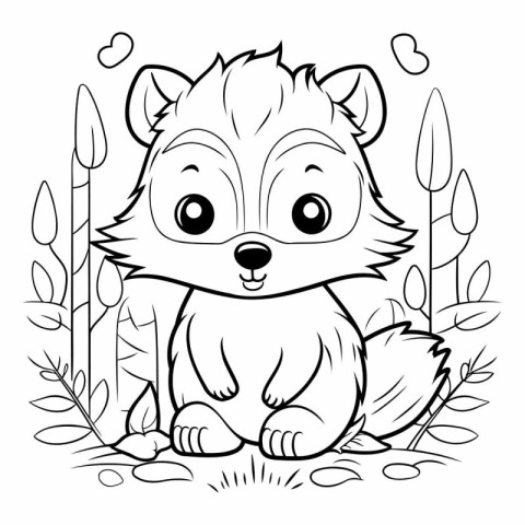 Coloring Page Outline Of cute fox.