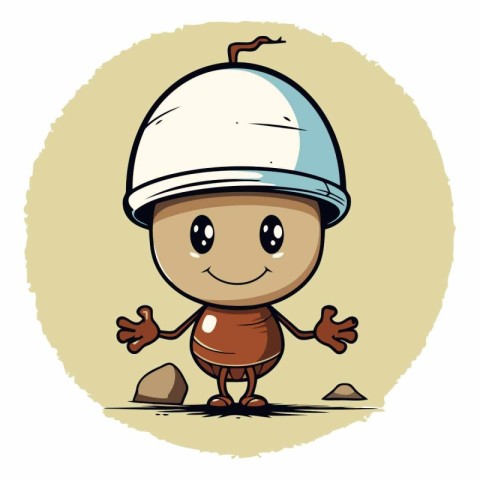 Illustration of a Cute Cartoon Ant Wearing a Hard Hat