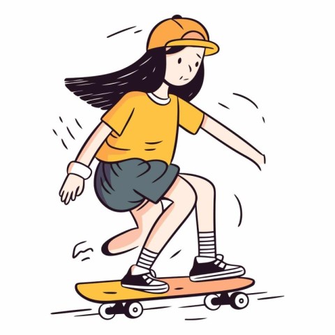 Girl riding a skateboard of a girl on a skateboard.