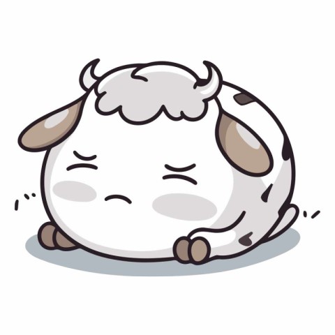 Illustration of a Cute Cartoon Buffalo Character Sleeping on the